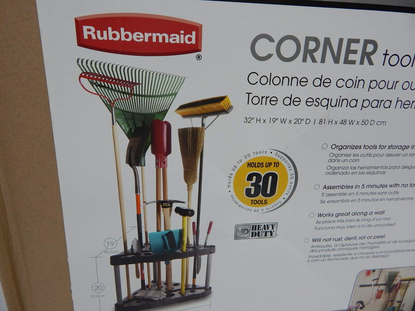 Rubbermaid Corner Tool Rack, Tool Organizer, Broom Holder and Garden