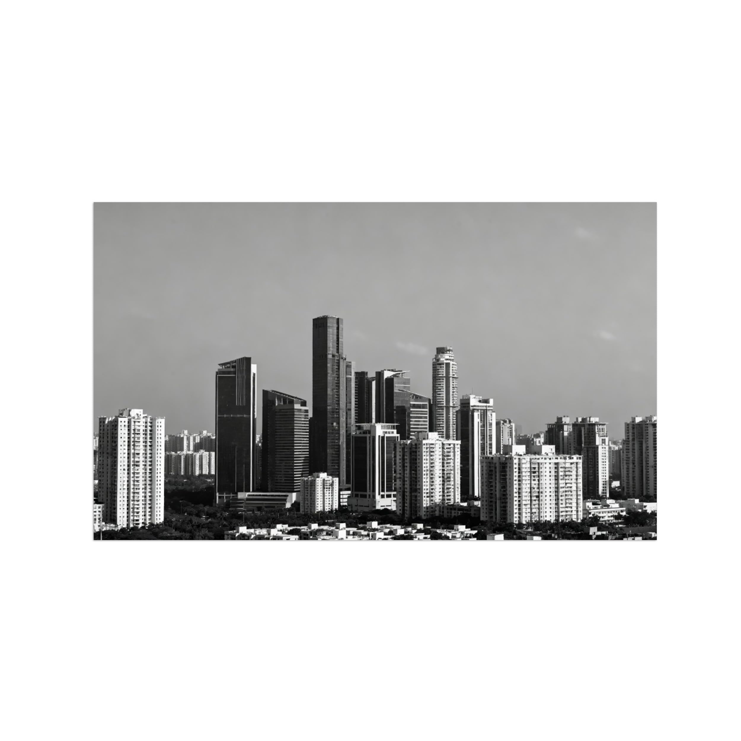 OZPWBVY Buildings Black White Landscape Wall Art Prints 30x50cm Unframed