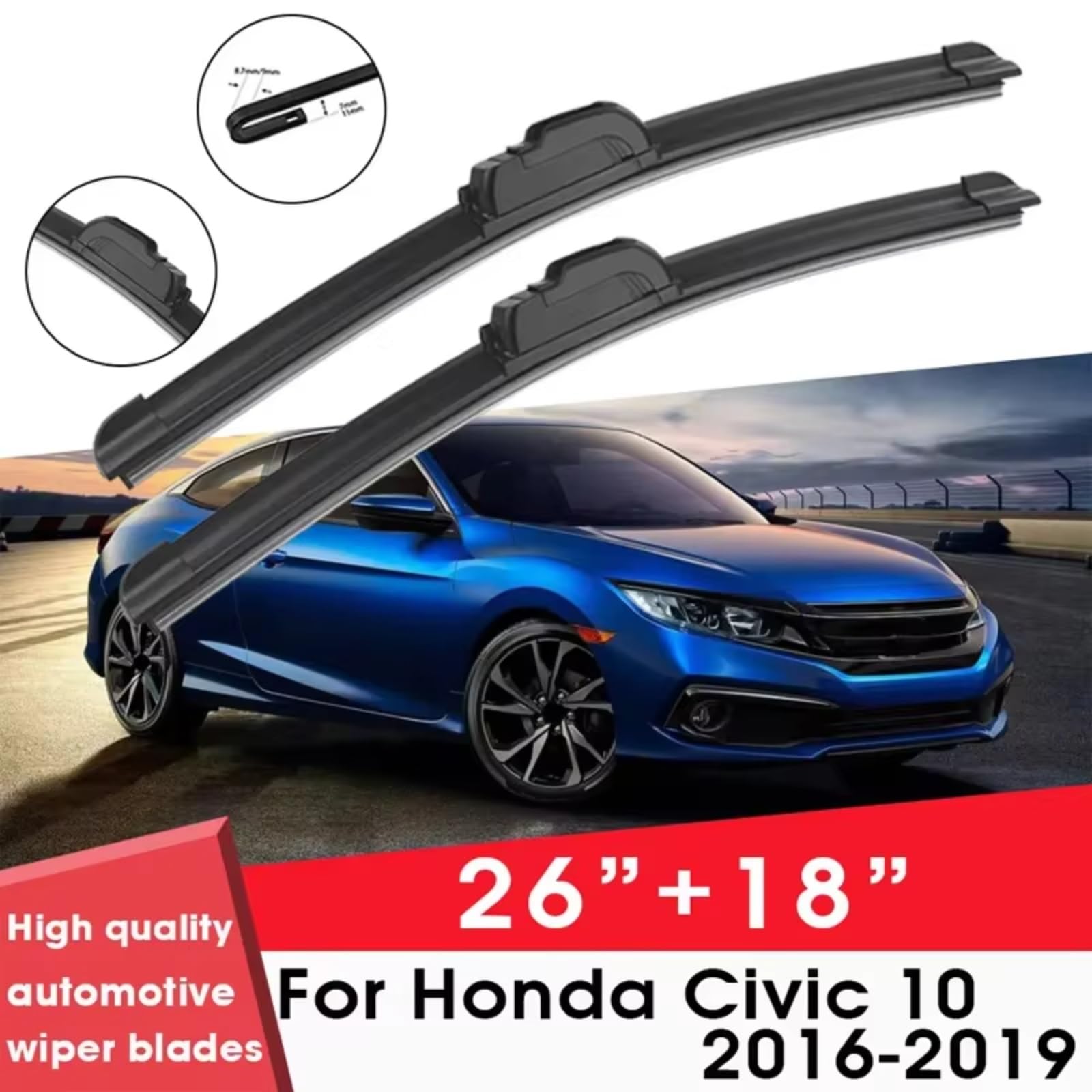 Escobillas Silen Compatible Con Civic 10 2016 2017 2018 2019 26"+ 18" Parabrisas Limpiaparabrisas De Goma Natural Accesorios Para Limpiaparabrisas Escobillas De Limpiaparabrisas