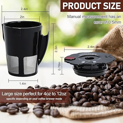 Miniatura 3 de Paquete de 6 cápsulas de café reutilizables Sikawai Fit para 119367 K200 K250 K300 K350 K Cups reutilizables para Keurig K-cup 2.0 Series Keurig