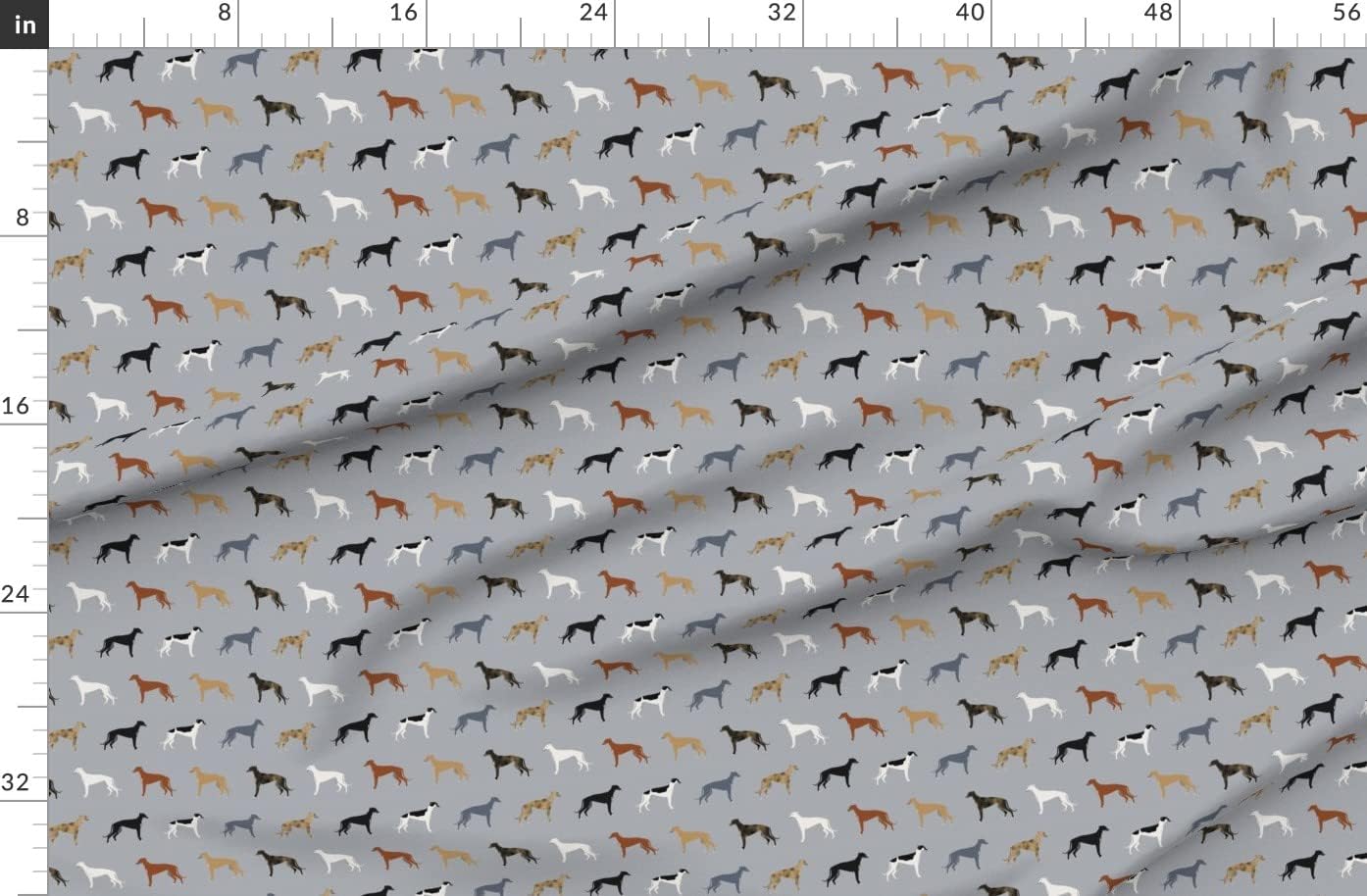 Spoonflower Fabric - Greyhounds Pattern Grey Greyhound Dog Dogs Puppy Home Decor Pet Printed on Organic Cotton Sateen Fabric by The Yard - Sewing Quilting Apparel Home Decor