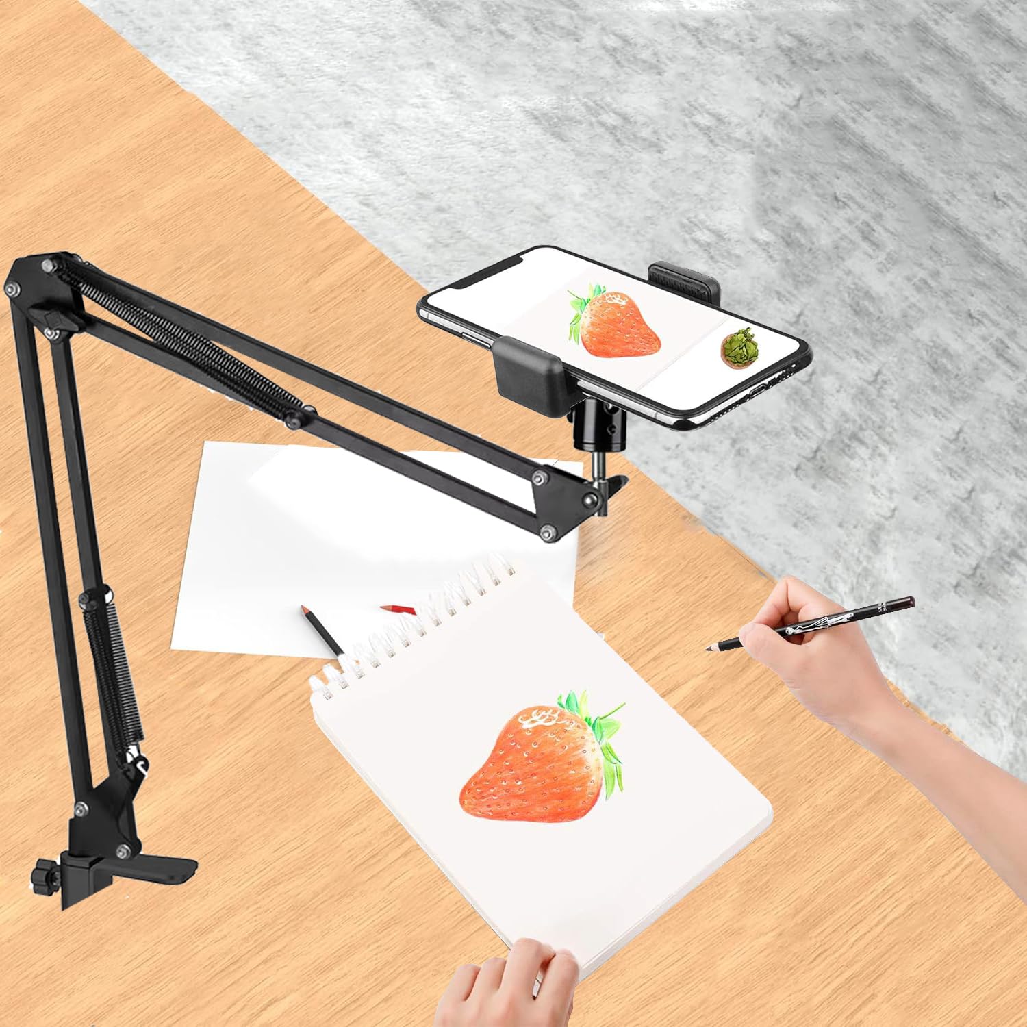Supporto per Telefono Cellulare, Supporto Cellulare, Rotazione a 360° Supporto per Video Braccio articolato Braccio Flessibile per Supporto per riprese fotografiche Piatte Livestream -Nero