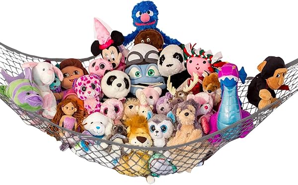 Lilly's Love Large Stuffed Animal Net Hammock for Plushie Toys | Corner Hanging Organizer for your Teddy and Stuffy Collection | Easy to Hang w/Included Anchors & Hooks (White) - 3