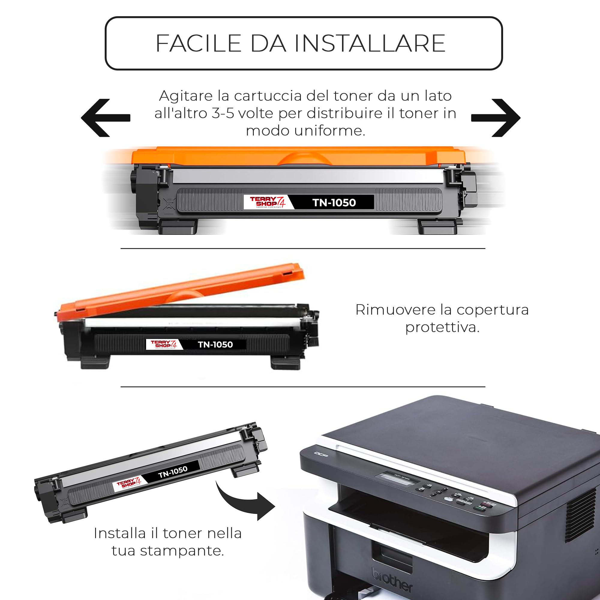 3 Toner Compatibili Brother TN-1050 - Ricambio Nero Per Stampanti Brother Serie DCP, HL, MFC - Foto 8