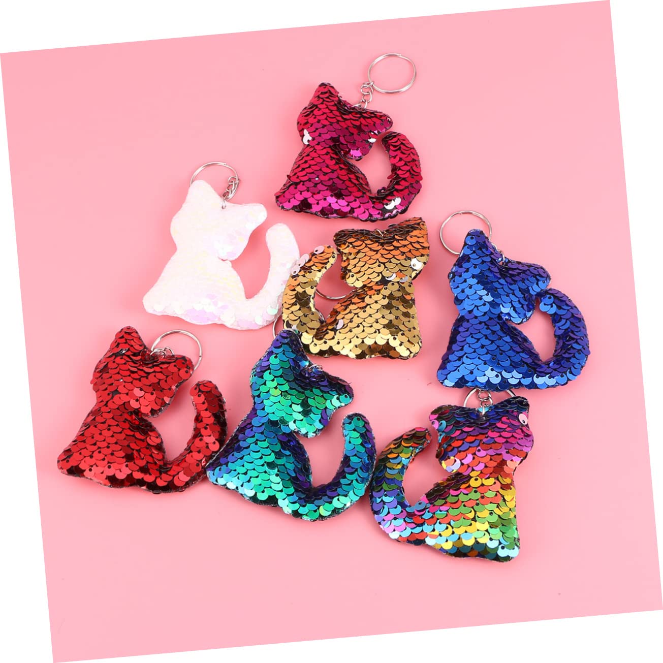 SOIMISS 63stücke Teiliges Bunter Katzen-schlüsselanhänger Mit Glitzer Rosa Weiß Blau Grün Rot Gold Für Taschen Schlüssel Und Schmuckgestaltung