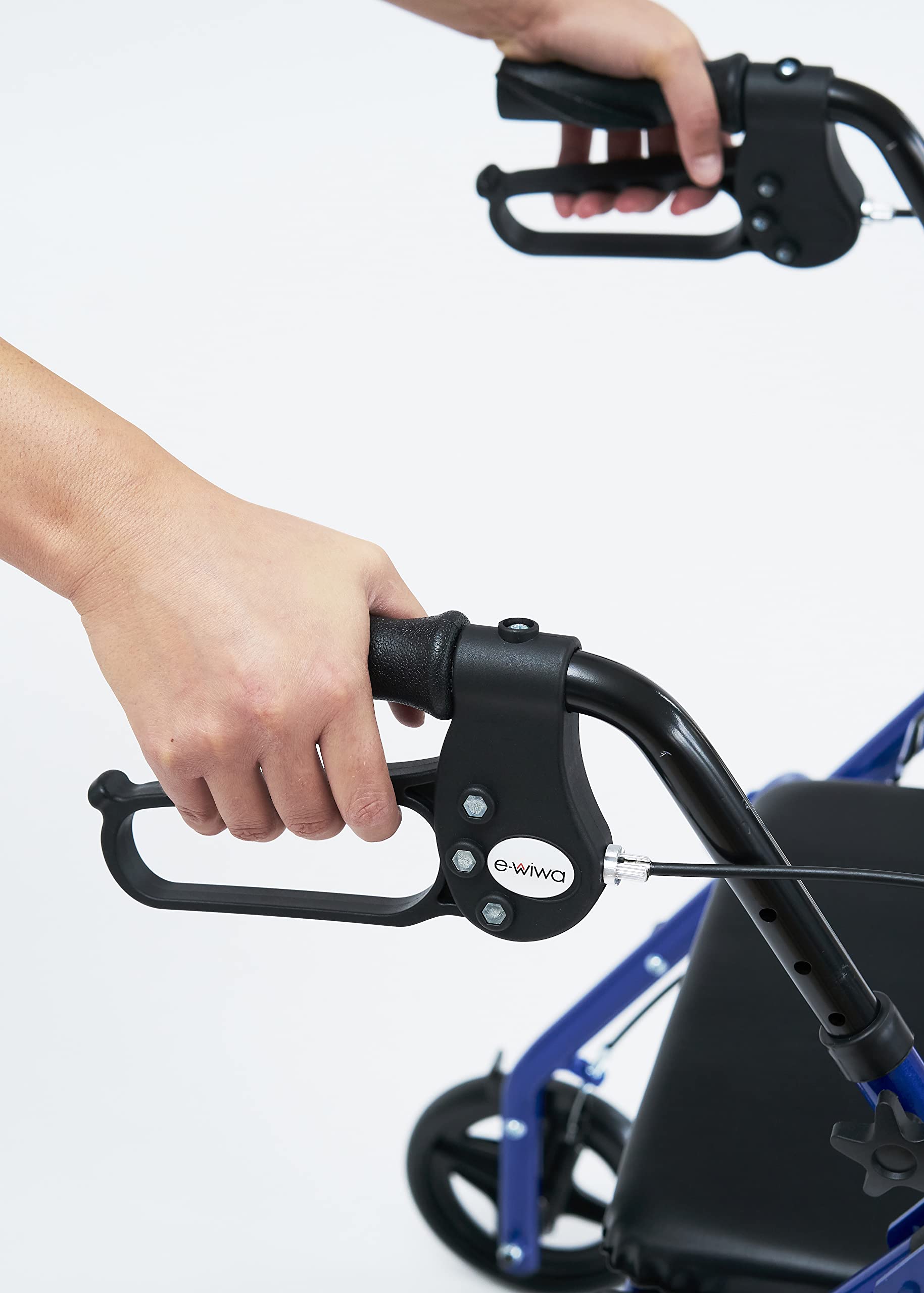 Rollator in alluminio con cestino, impugnature anatomiche regolabili in altezza, sedile, poggiaschiena ruote da 7,3"