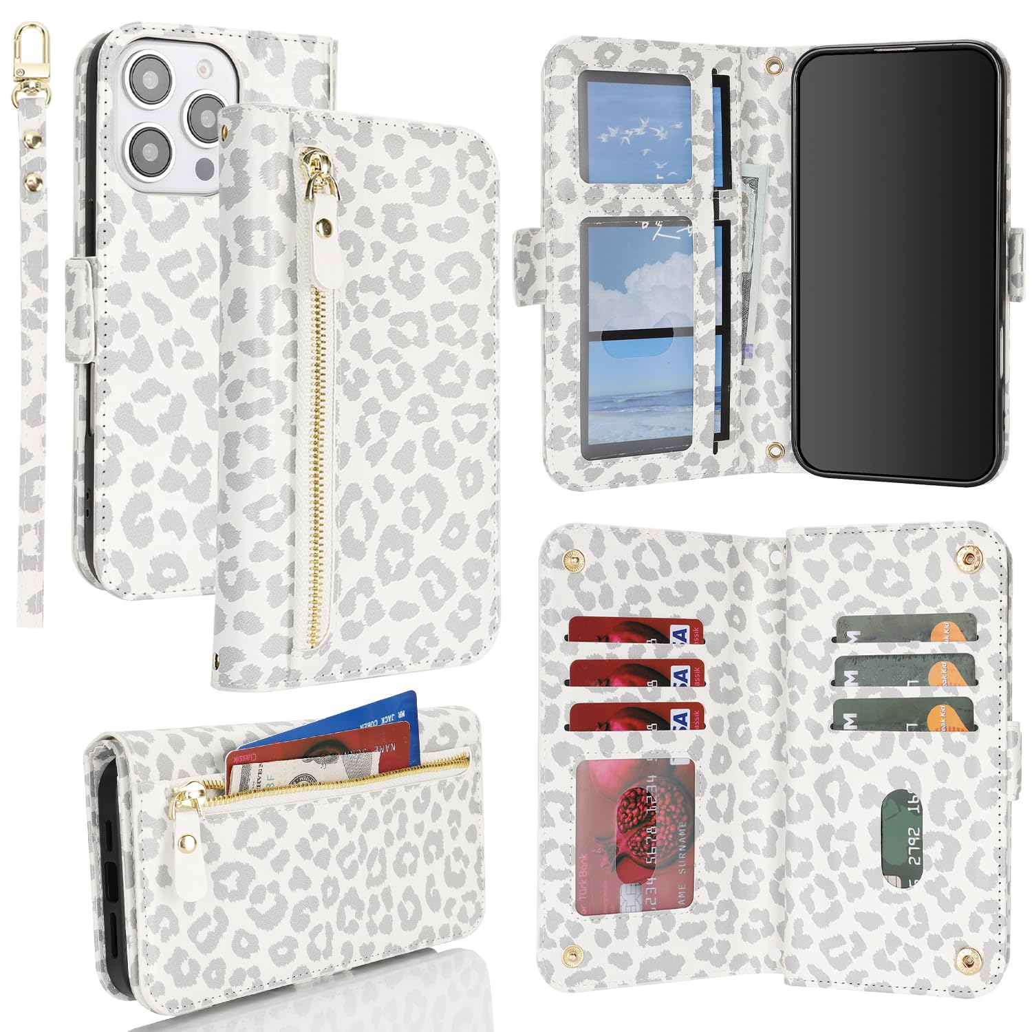 SunYoo for iPhone 16 Pro Max Wallet Case with Card Holder,for iPhone 16 Pro Max Case Wallet for Women Men with Stand,PU Leather Magnetic Zipper Pocket