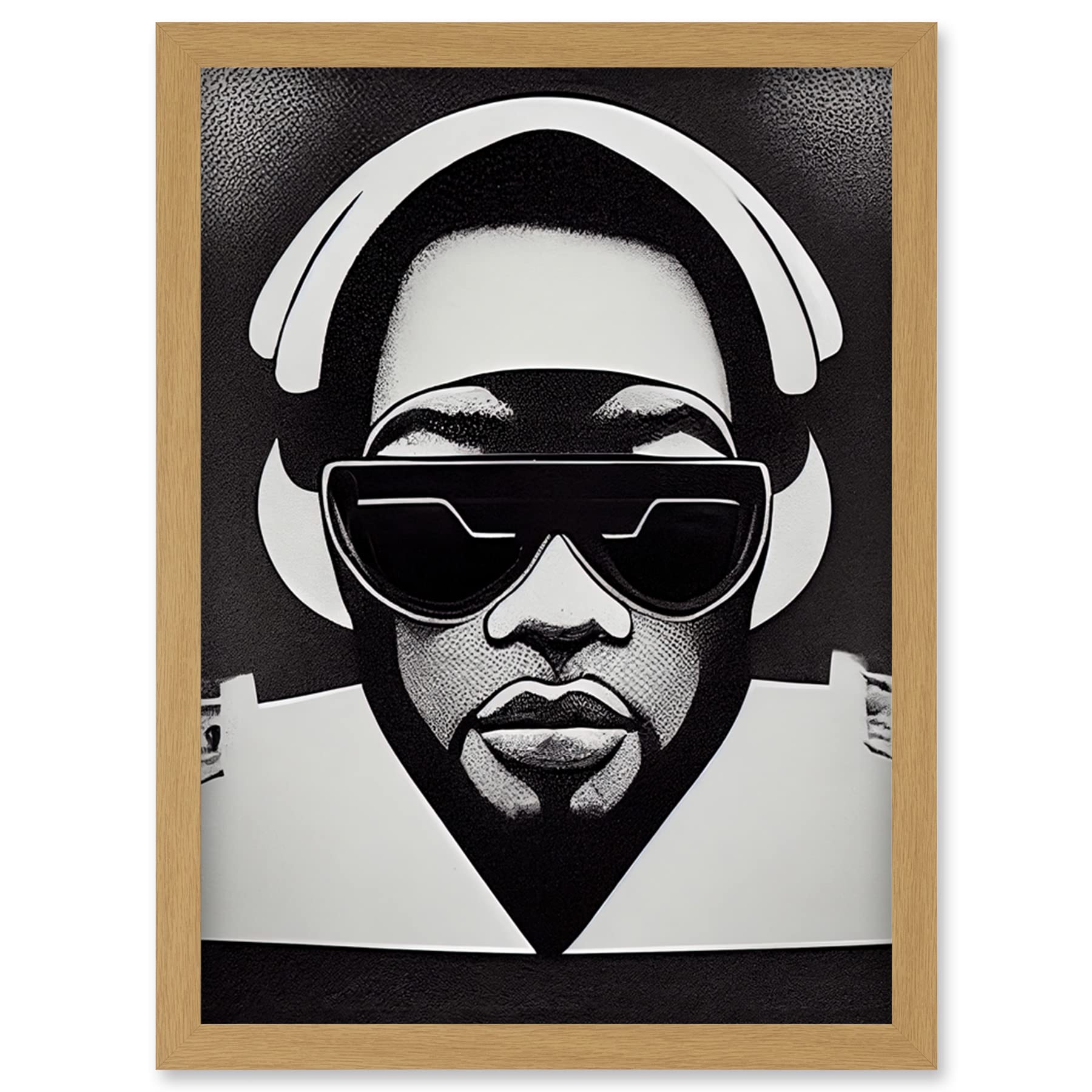 Wee Blue Coo Hip Hop Black Artist Music DJ Monochrome Music Musician Artwork Framed Wall Art Print A4