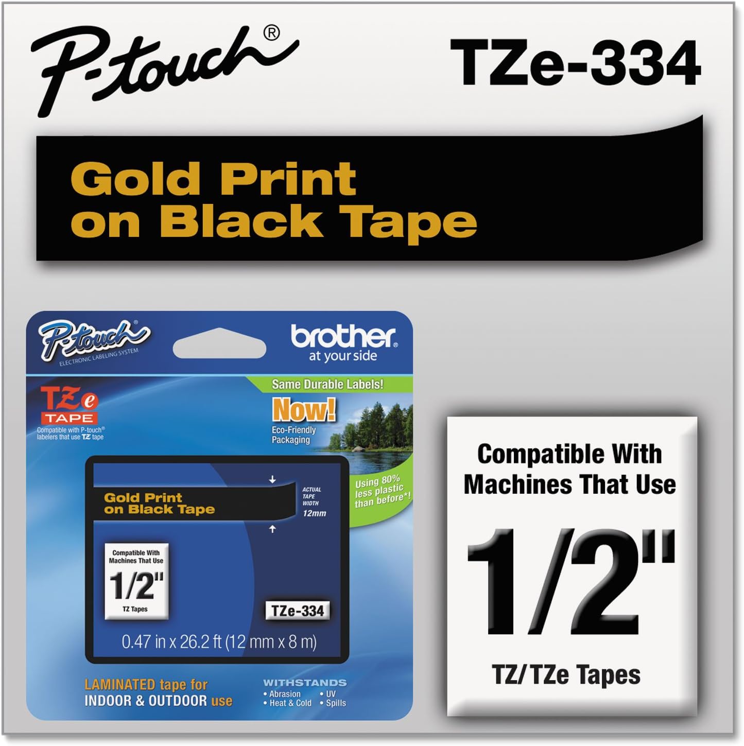 BRTTZE334 - TZe Standard Adhesive Laminated Labeling Tape