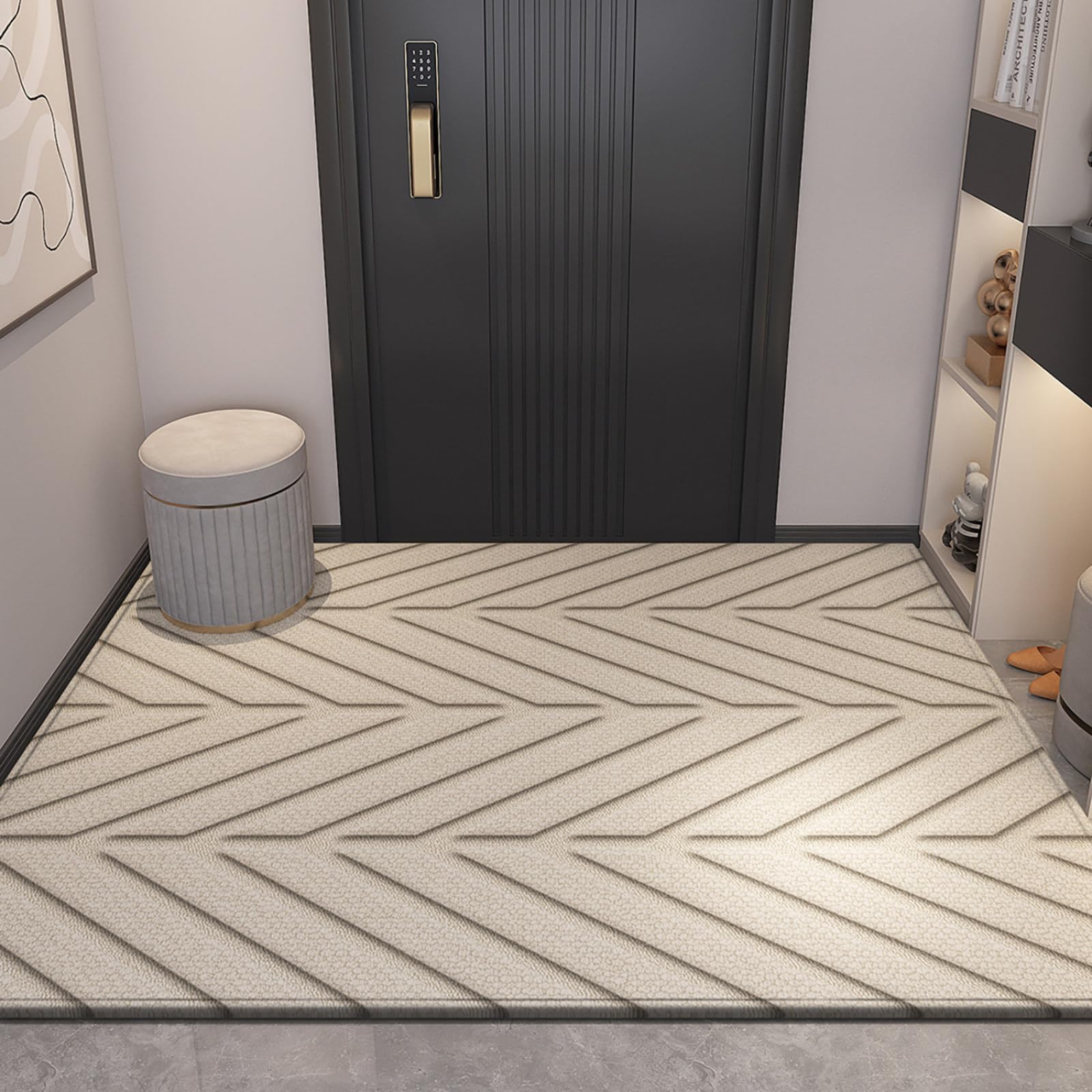 Felpudo Entrada Casa 90x150 Patrón Beige Felpudo Exterior Antideslizante Lavable Felpudos para Pasillo Cocina Puerta Jardín Decoración Alfombrilla para Entrada