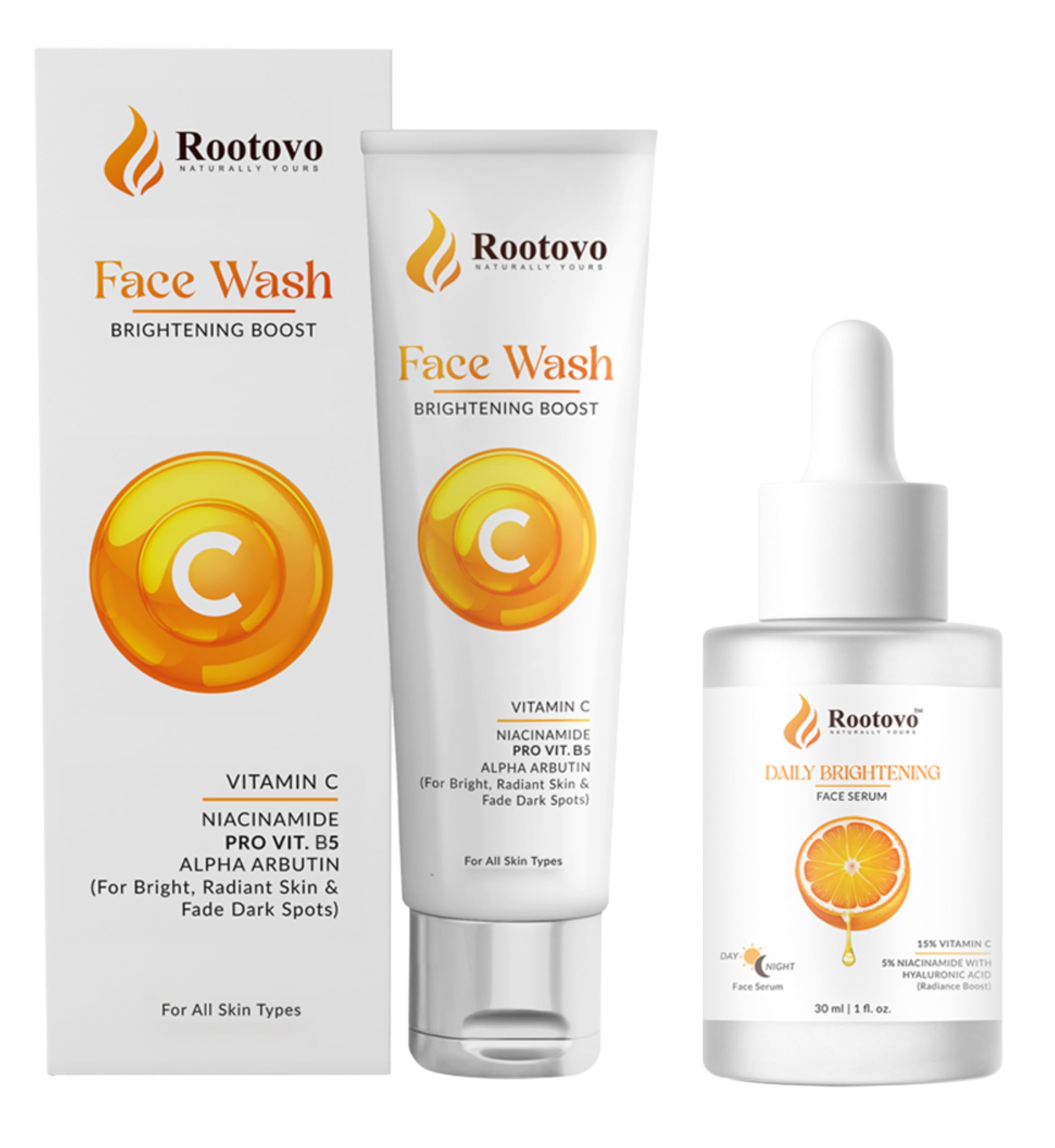Rootovo Vitamin C Face Wash & Face Serum Combo | With Niacinamide, Hyaluronic Acid & Pro-Vitamin B5 | Deep Cleansing, Brightening & Hydrating Skincare Duo for Glowing Skin | Men & Women | 100ml + 30ml-image-41