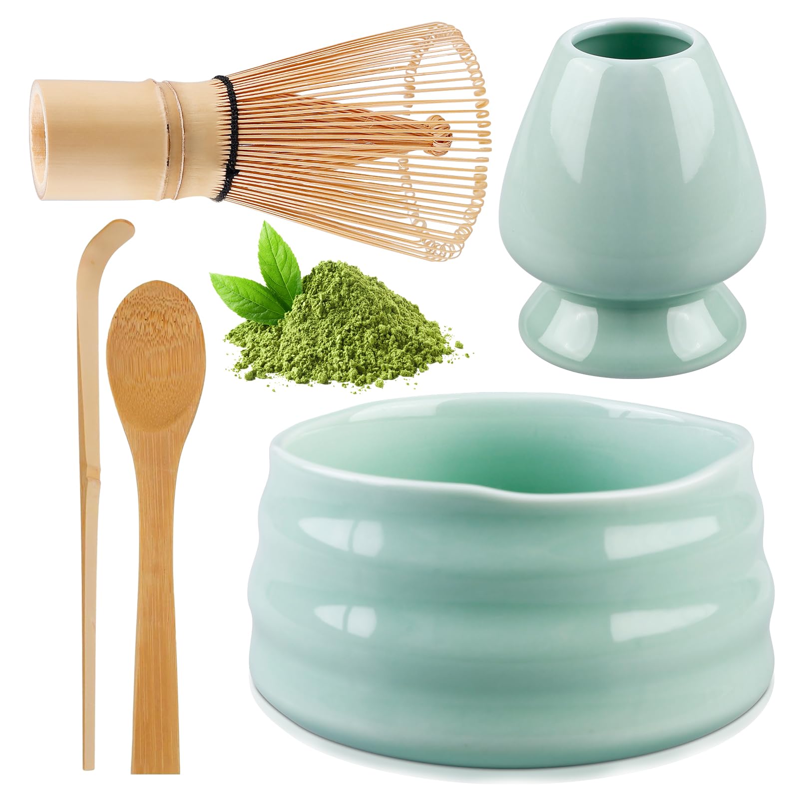 Set à Thé à Matcha, Ensemble De Balai à Matcha Avec Fouet Matcha, Porte- Balai, Bol à Matcha En Céramique, 2 Cuillères à Café, Accessoires Japonais Pour La Cérémonie Assortie, Ensemble Parfait Pour