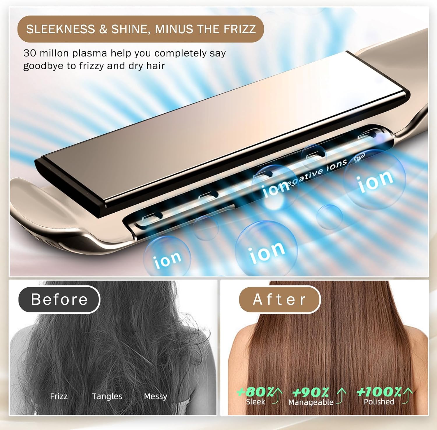 RUCHA 2 in 1 Straightener and Curler, 200 Million Negative Ions, Air Suspended Hair Straightener image 2