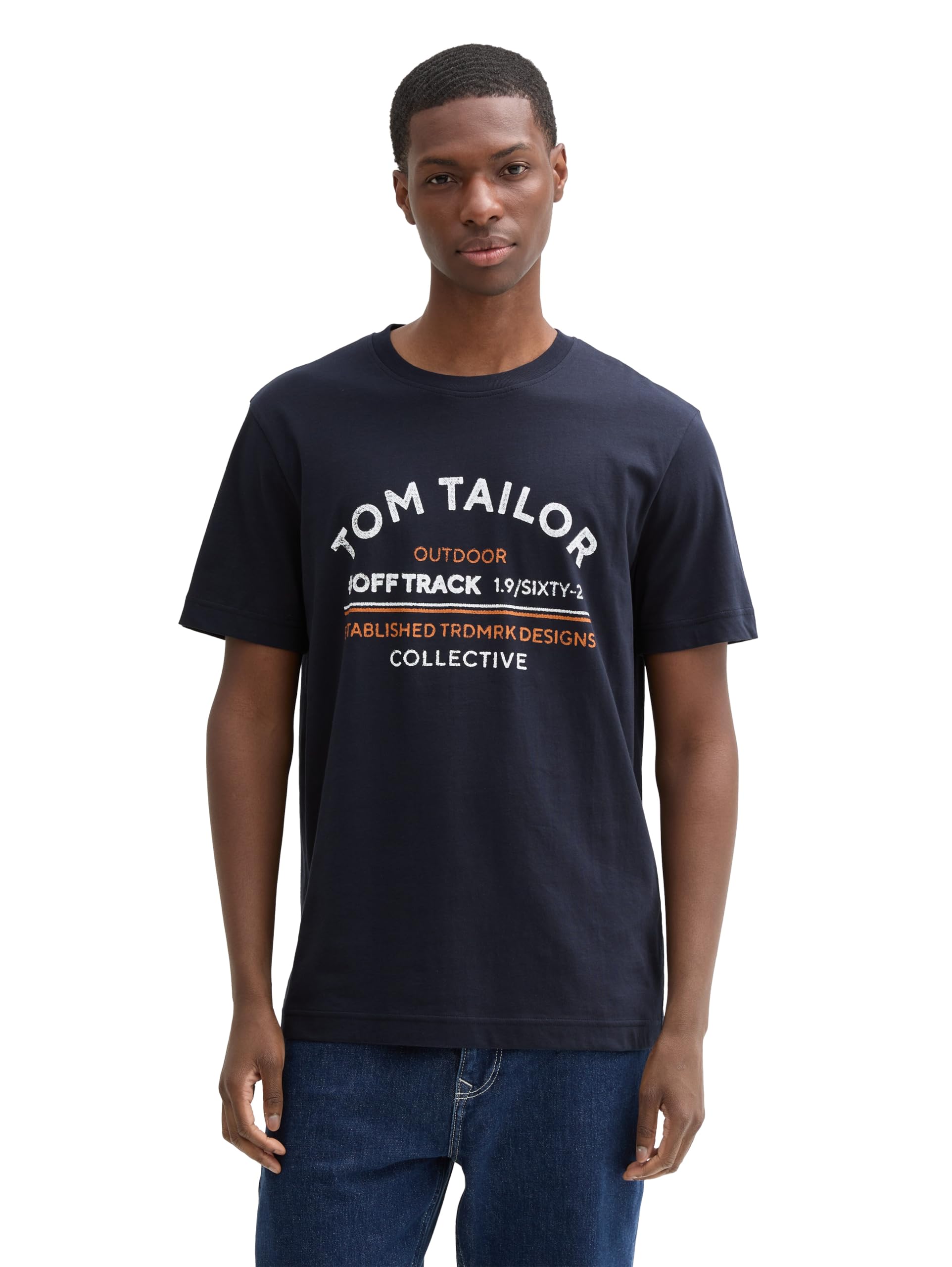 Tom Tailor Herren 1044031 T-Shirt mit Logo-Print aus Baumwolle