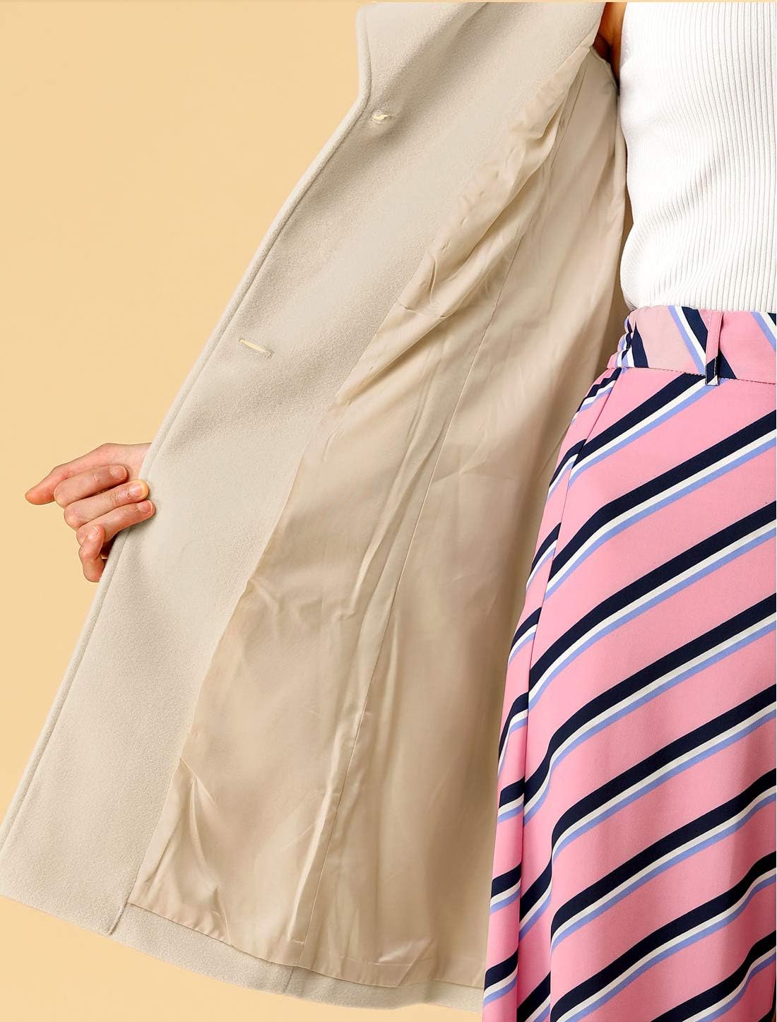 Allegra K Women's Pea Coat 2025 Winter Shawl Collar Wrap Tie Belted Single Breasted Long Overcoats - Image 6