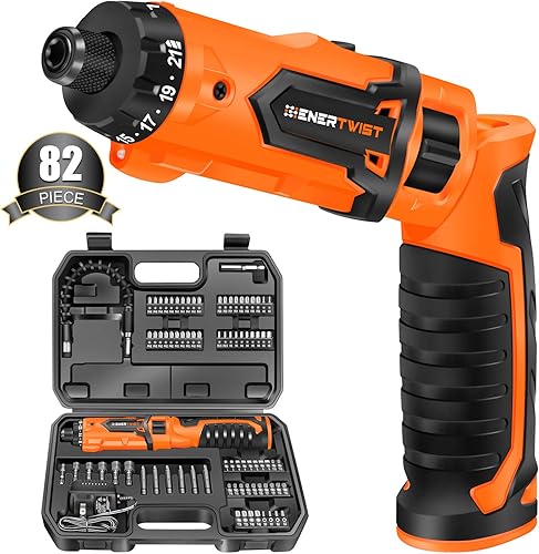 Miniatura 1 de ENERTWIST Destornillador inalámbrico, destornillador eléctrico de 8 V máx. 10 Nm, juego recargable con 82 accesorios y cargador en estuche de