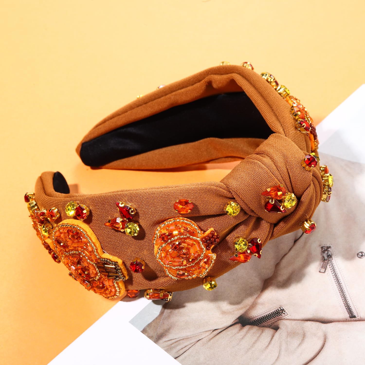Amazon.com : boderier Thanksgiving Headband Beaded Pumpkin 