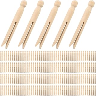 Zubebe 200 Pack Wooden Clothespins 4.3 Inch Vintage Dolly Clothes Pegs f...