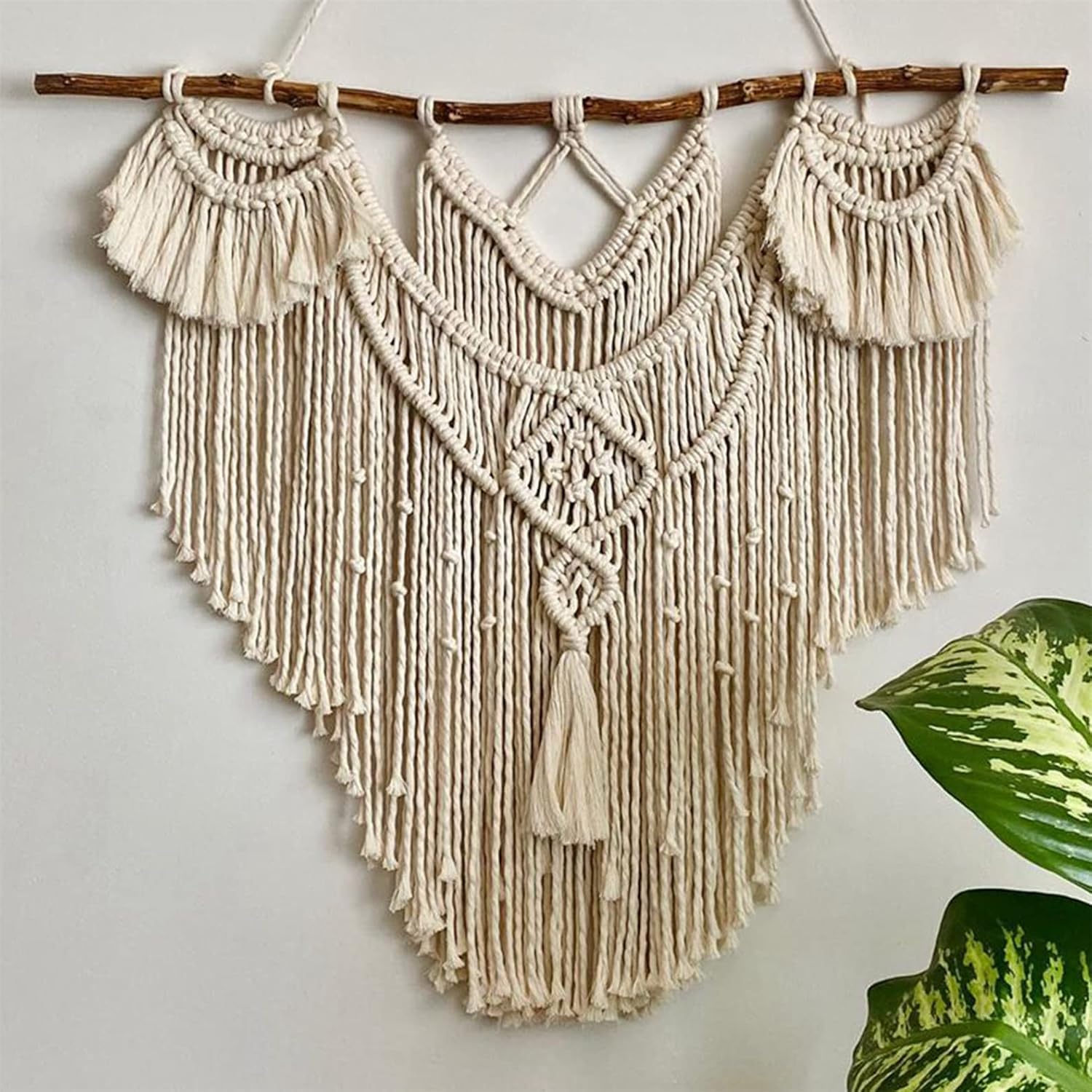 QLBUJ Large Macrame Wall Hanging Natural Driftwood Macrame Tapestry Above Headboard Boho Home Decor for Bedroom Living Room Apartment Wedding Party,32" W X 34" L