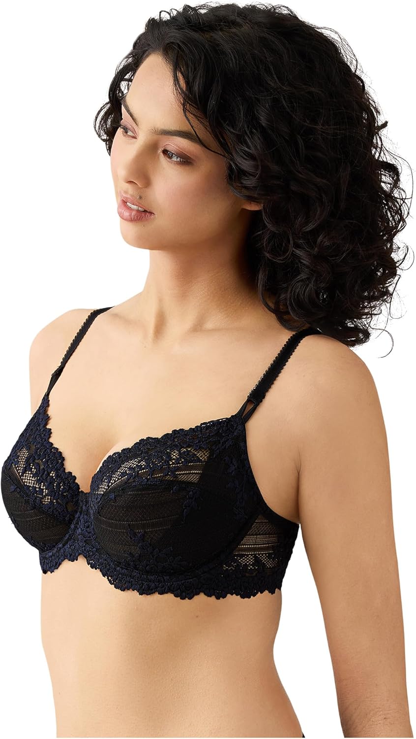 Wacoal Women's Embrace Lace Unlined Underwire Mid Coverage Bra, 65191, Black/Night Sky - Image 2