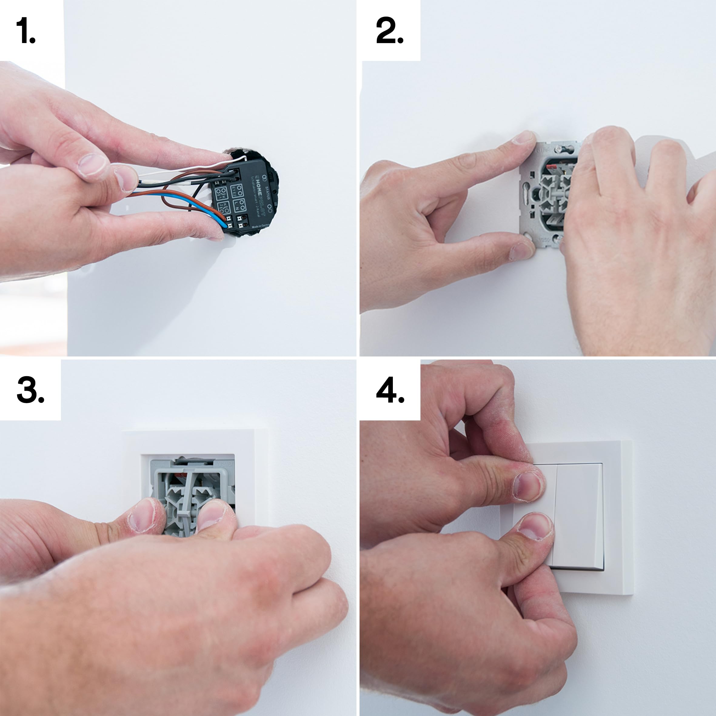 HOMEPILOT Dimmer smart, Unterputz Dimmaktor 230V mit Funk, Smart Home nachrüsten für Taster und Dimmschalter, für LED-, Halogen- und Glühlampen (App, Siri, Alexa via Gateway möglich)