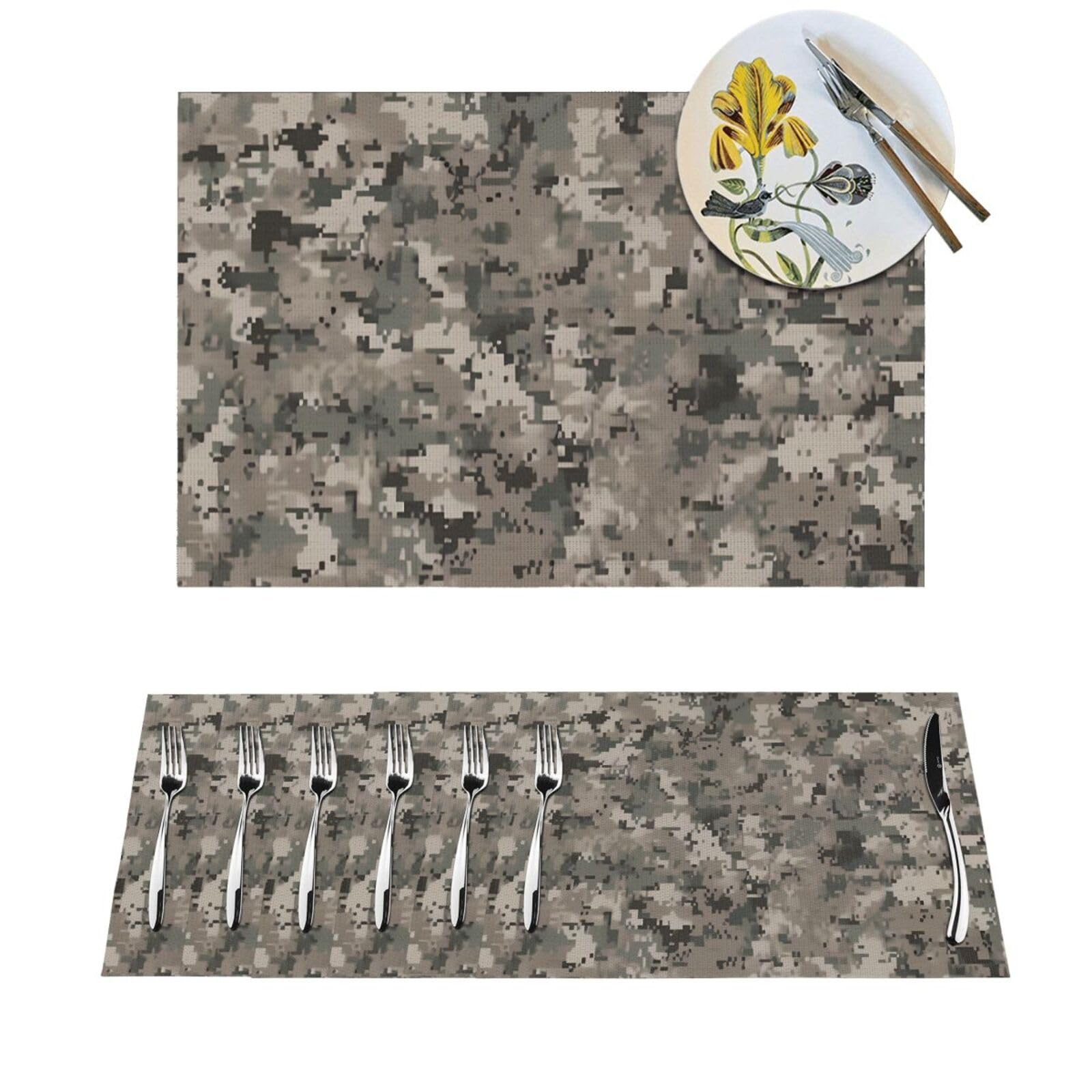 Sets de table en PVC tissé lavables lot de 4 design camouflage numérique 45x30 cm