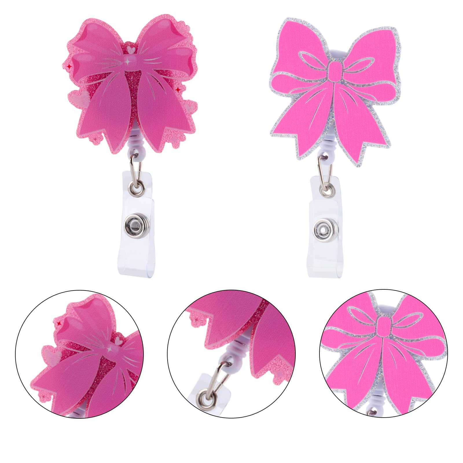 2pcs Pink Bow Badge Reel - Image 4