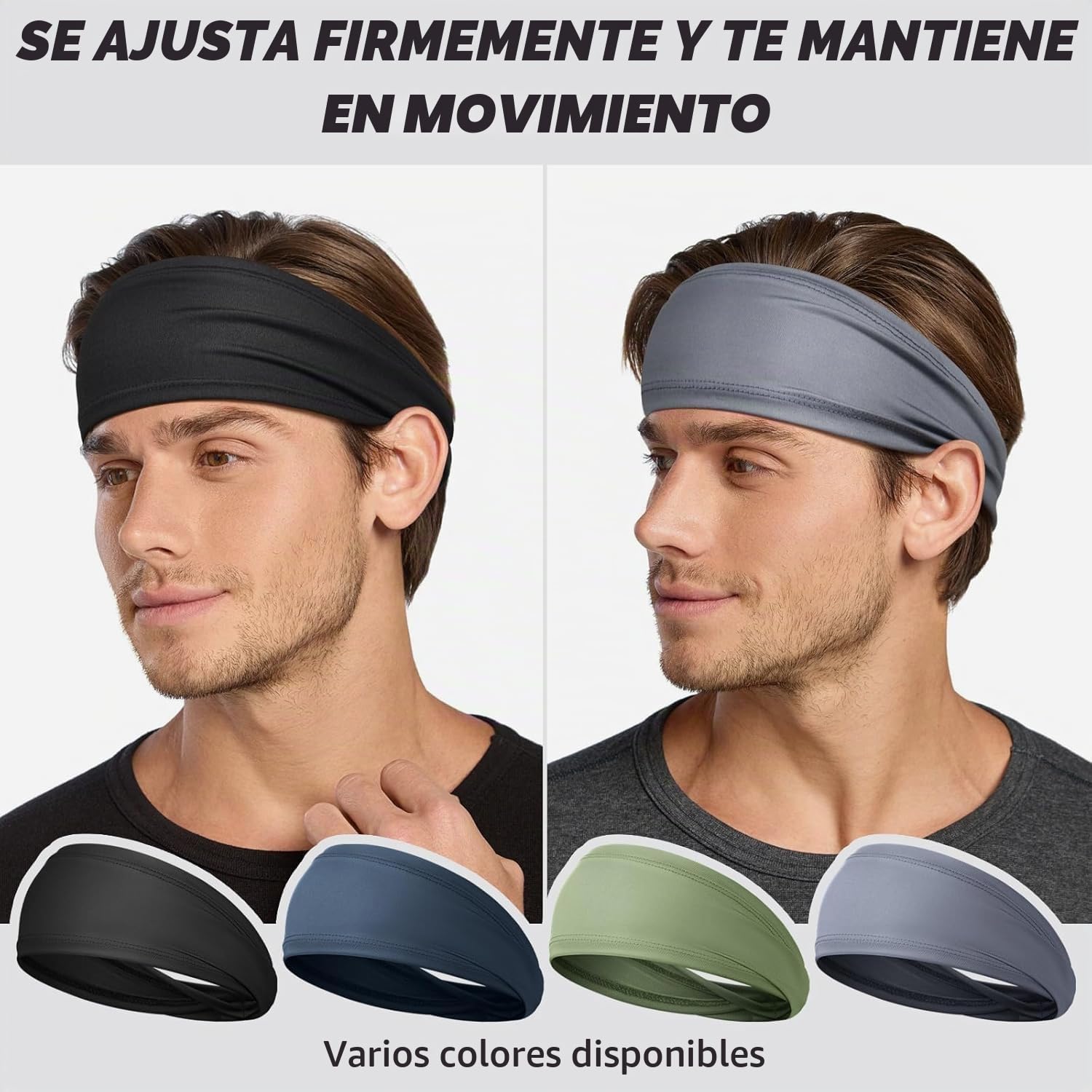Cinta Pelo Deporte, 4 Pcs Cinta Pelo Hombre Diadema Hombre Antiscivolo Elástico Headband Accesorios Running Deporte
