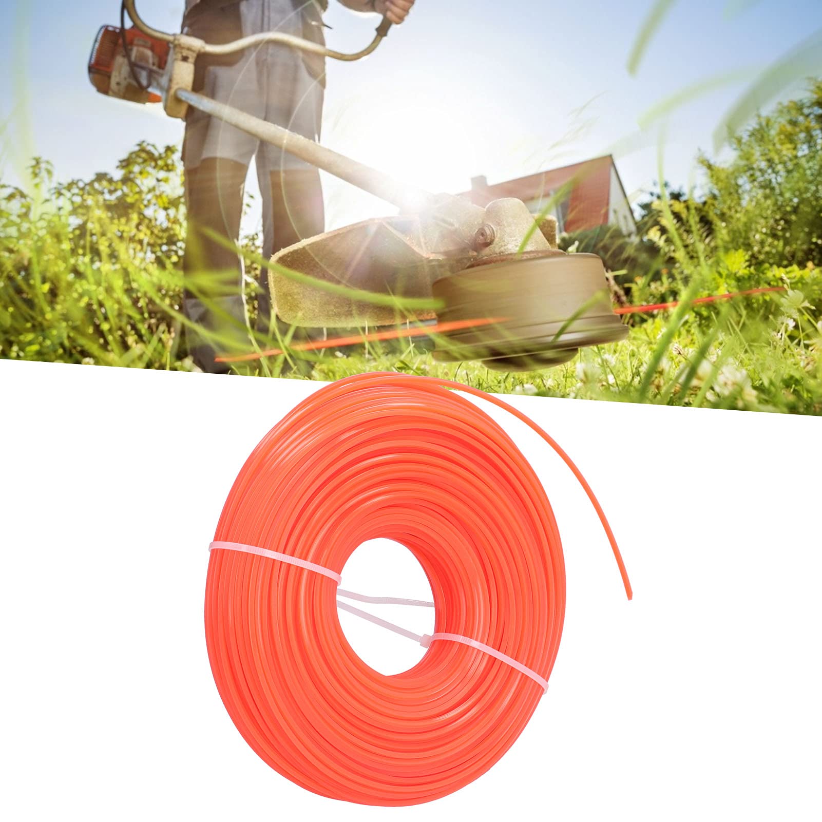Filo per decespugliatore, 100 m, 2,4 mm, quadrato, in nylon, per decespugliatori a benzina e tosaerba, ideale per casa, giardino e uso professionale