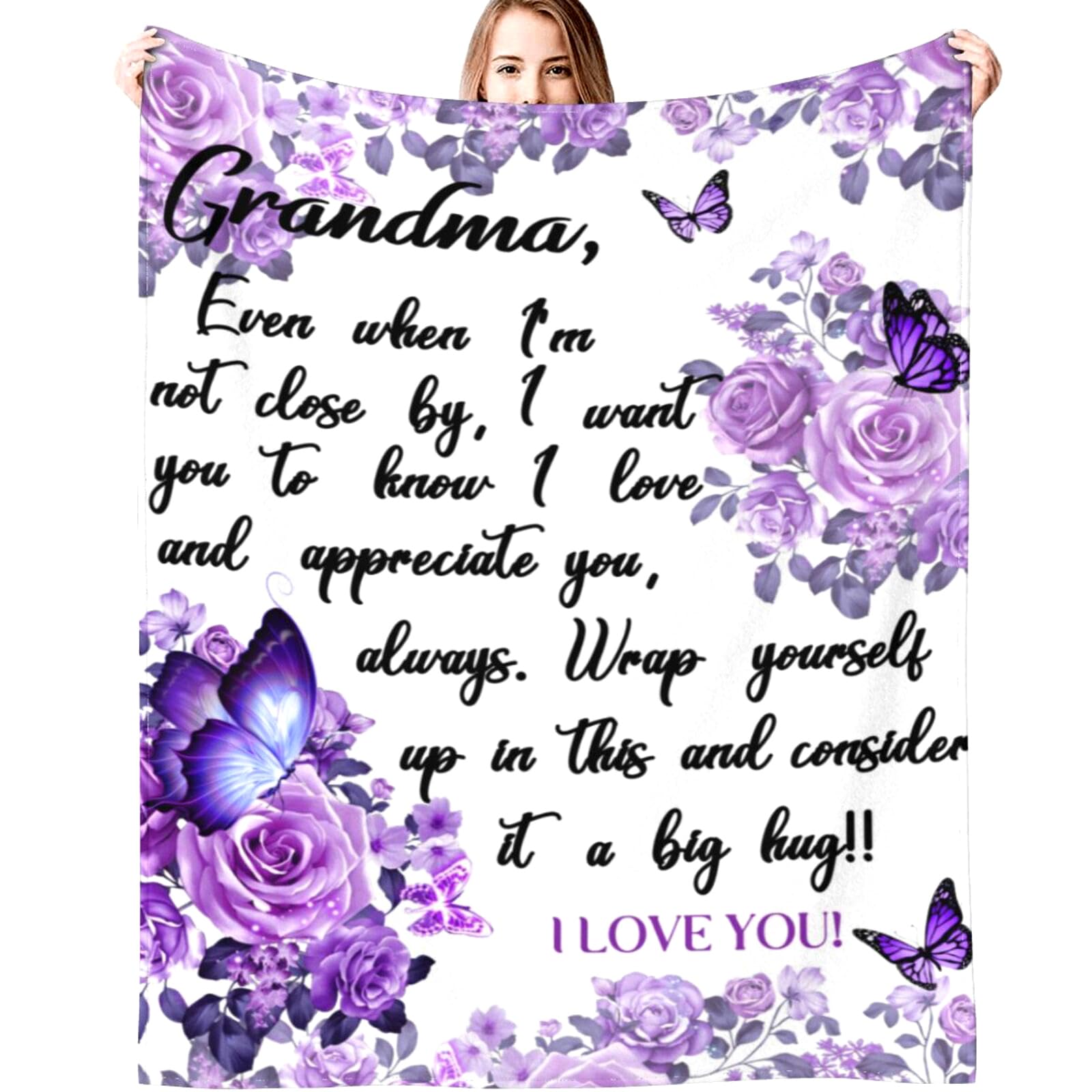 Best Gifts for Grandma Blanket from Grandchildren Super Soft Flannel Throw Blankets for Birthday/Mothers Day 50"X40"