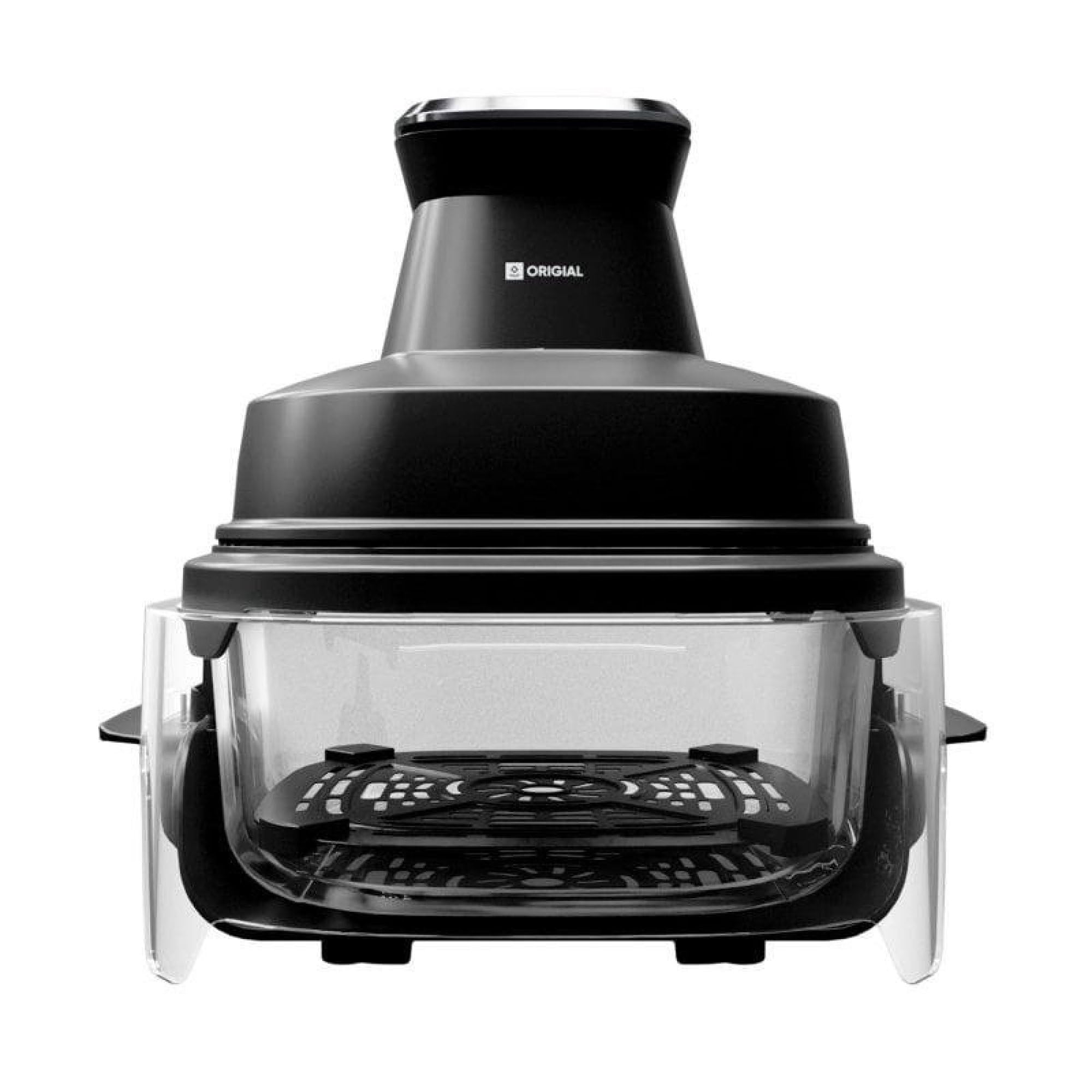 FryFit Glass Friggitrice ad aria in vetro, 4 l, 1500 W, friggitrice senza olio con contenitore in vetro, display digitale, 4 programmi, temperatura e tempo regolabili, nero