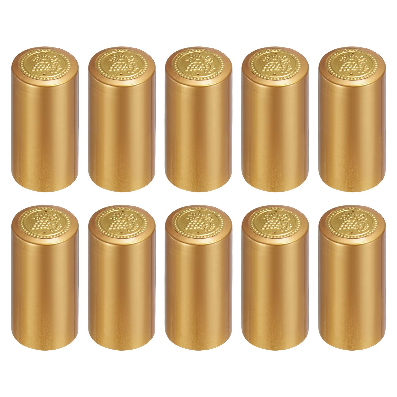 uxcell 100Pcs PVC Heat Shrink Capsules Wine Bottle Capsules Shrink Cap Wrap Shrink Top Cover Grape Shape for Wine Cellars and Home Kitchen, Yellow Gold 30x60mm