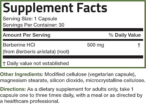 Miniatura 7 de Bronson Berberina como berberina HCI Berberis Aristata 500mg por cápsula vegetariana sin OMG, 30 cápsulas vegetarianas