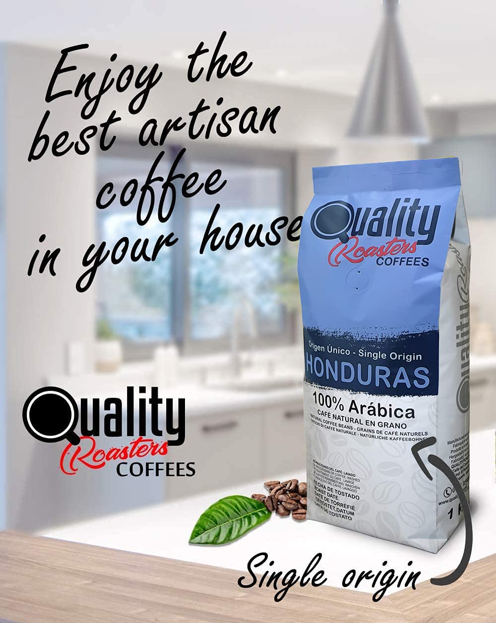 Café en grano natural. 100% Arabica. Origen único Honduras, 1kg. Tostado artesanal. Tueste medio.