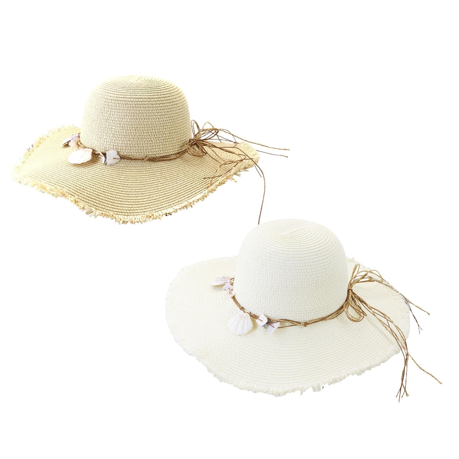 Cappello di Paglia da Donna, a Tesa Larga, da Spiaggia, Pieghevole, Estivo, con Protezione UV, Visiera Parasole, da Spiaggia, da Viaggio e for Le Vacanze.