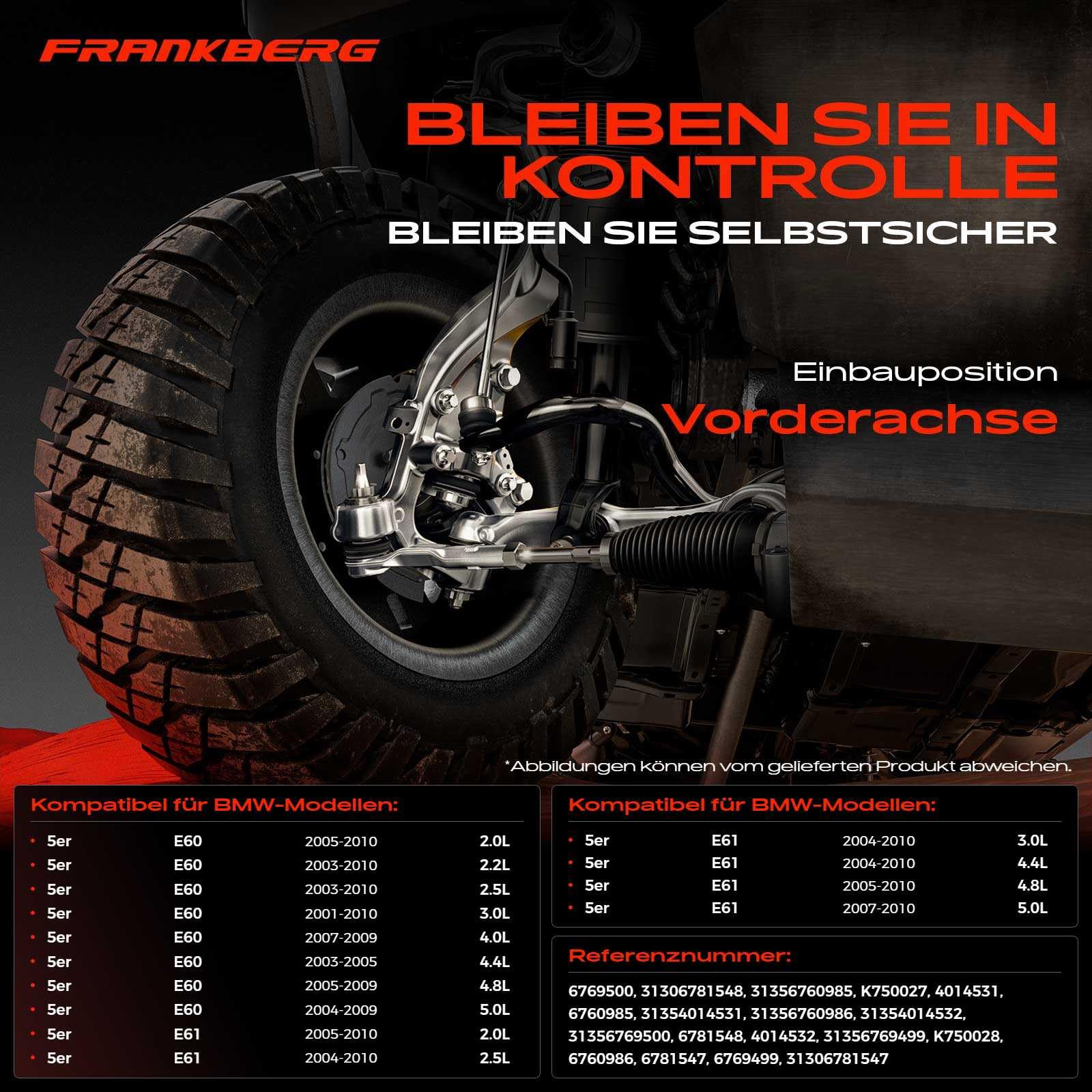 Frankberg 2x Koppelstange Vorderachse Kompatibel mit 5er E60 5er Touring E61 520 523 525 530 535 540 545 550 M5 2001-2010 Replace# 31306781547