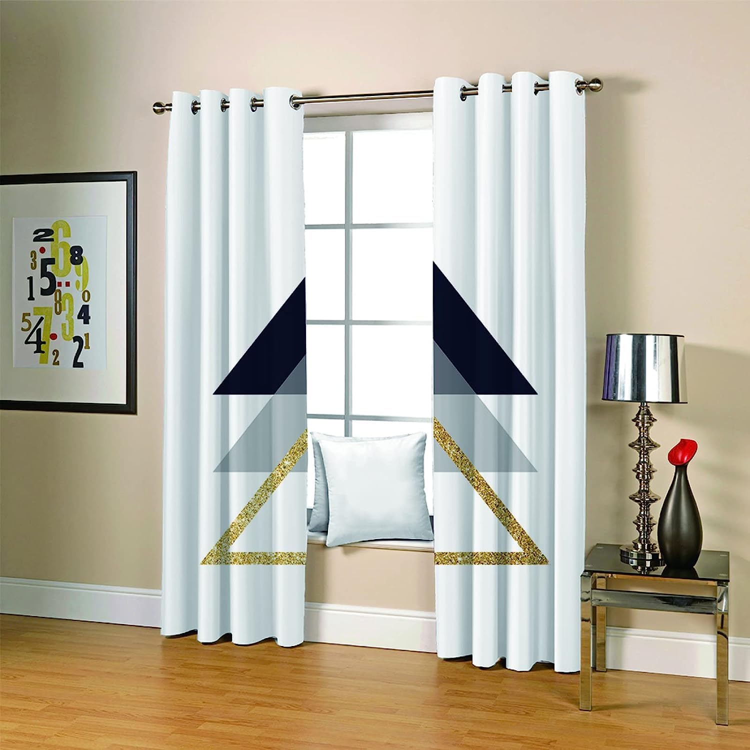 3D Gedruckt Gardine Vorhänge - Einfaches Geometriedreieck - Verdunklungsvorhang - Ösen Verdunklungsgardine Polyester Vorhänge Für Schlafzimmer 220 X 215 cm - Kinder Vorhänge -0O8Z/F4J