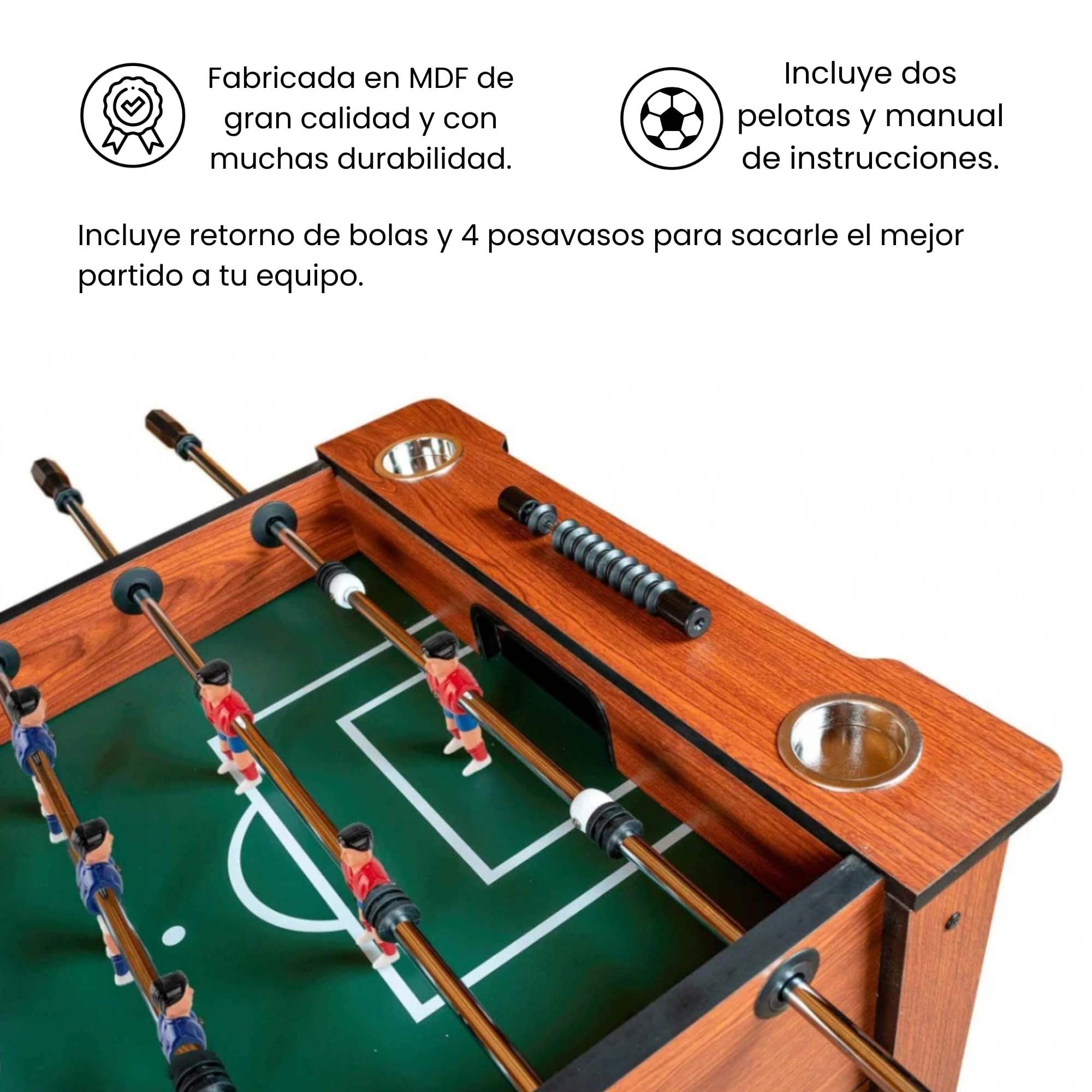 DEVESSPORT Futbolín Semi Profesional MDF | Modelo Clásico con Retorno de Bolas y Gran Estabilidad