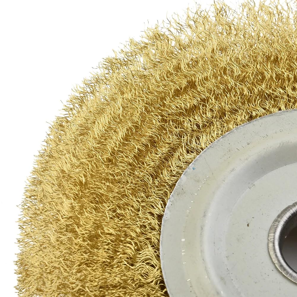 1 Pc Copper Wire Wheel 5 Inch Pure Brass Brush Grinder Accessories for Bench Grinder Metal Polishing Deburring Rust Removal Tool