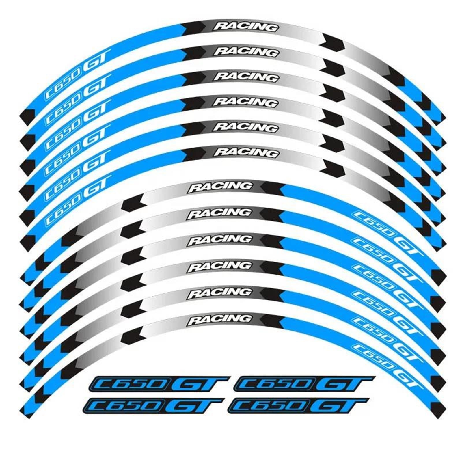 12 Strips Reflective Motorcycle Decals Wheels Rim Motorbike Stickers Decoration Styling for BMW C650GT C650 Gt