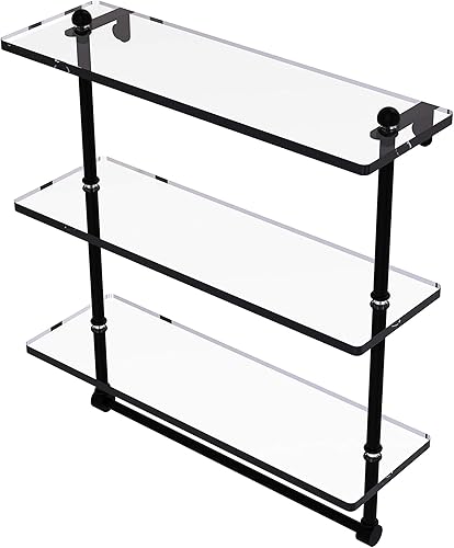 Allied Brass PR-516TB - Estante de cristal integrado de triple nivel de 16 pulgadas, color negro mate