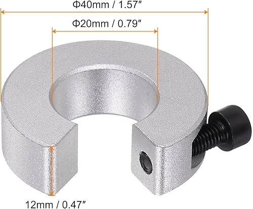 Miniatura 2 de Juego de collar de eje para riel lineal SBR20, collar de eje de abrazadera con tornillo de ajuste de 0.787 in de diámetro, 1.181 in de diámetro,