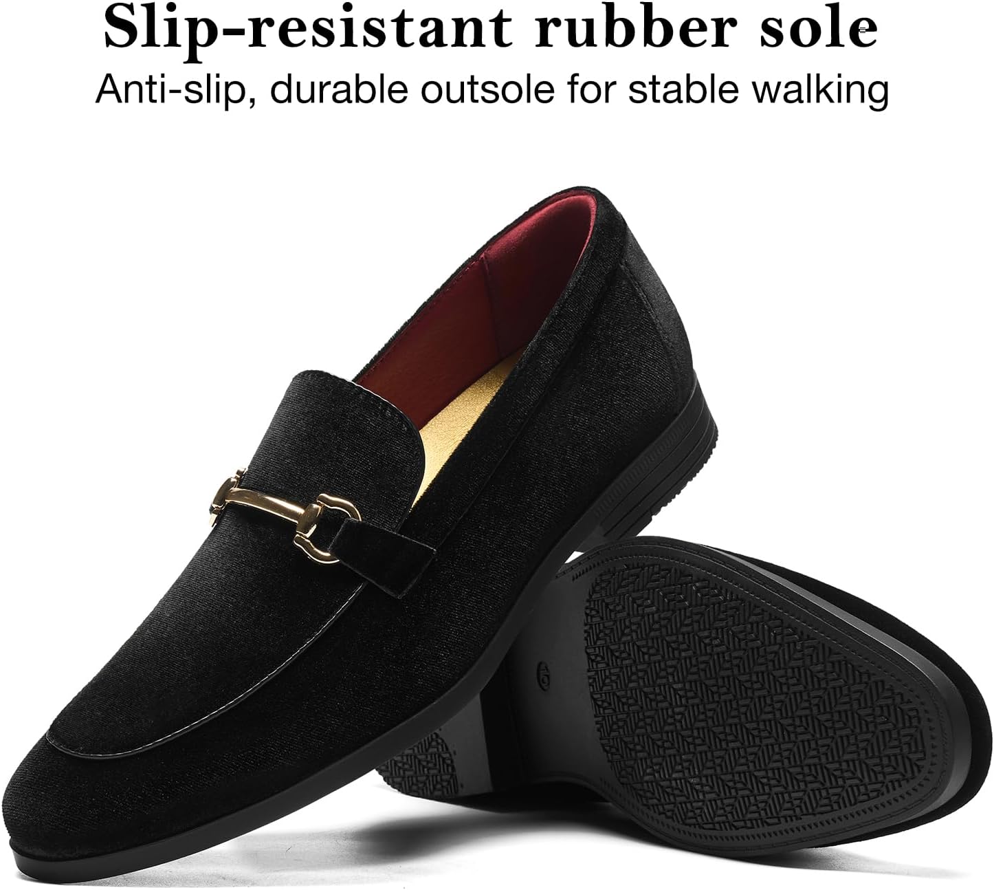 HEEZ Men's Slip On Dress Loafers,Tuxedo Shoes for Men with Velvet Upper, Comfortable Formal Dress Shoes for Wedding Prom Party Dance