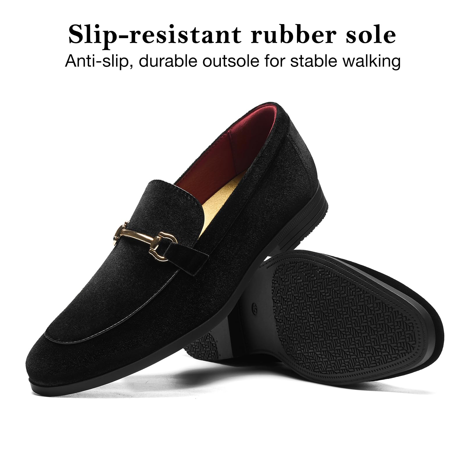 HEEZ Men's Slip On Dress Loafers,Tuxedo Shoes for Men with Velvet Upper, Comfortable Formal Dress Shoes for Wedding Prom Party Dance — view 6