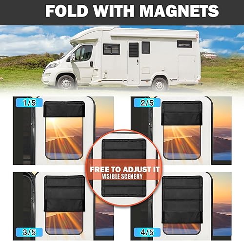 Miniatura 2 de Parasol magnético plegable para ventana de techo de caravana de 16 x 16 pulgadas, con protección contra rayos UV, aislamiento y protector de