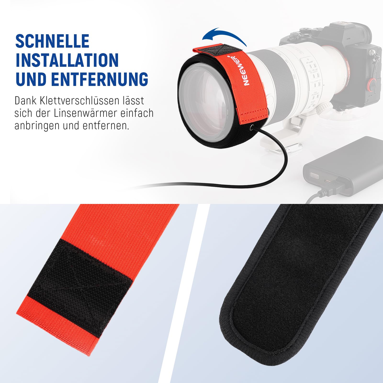 NEEWER 400mm Objektivheizung mit 3 Temperatureinstellungen USB Lens Heater verhindert Tau Nebel Kondensation DSLR Kameras Teleskope Ferngläser Astrofotografie HW-17B