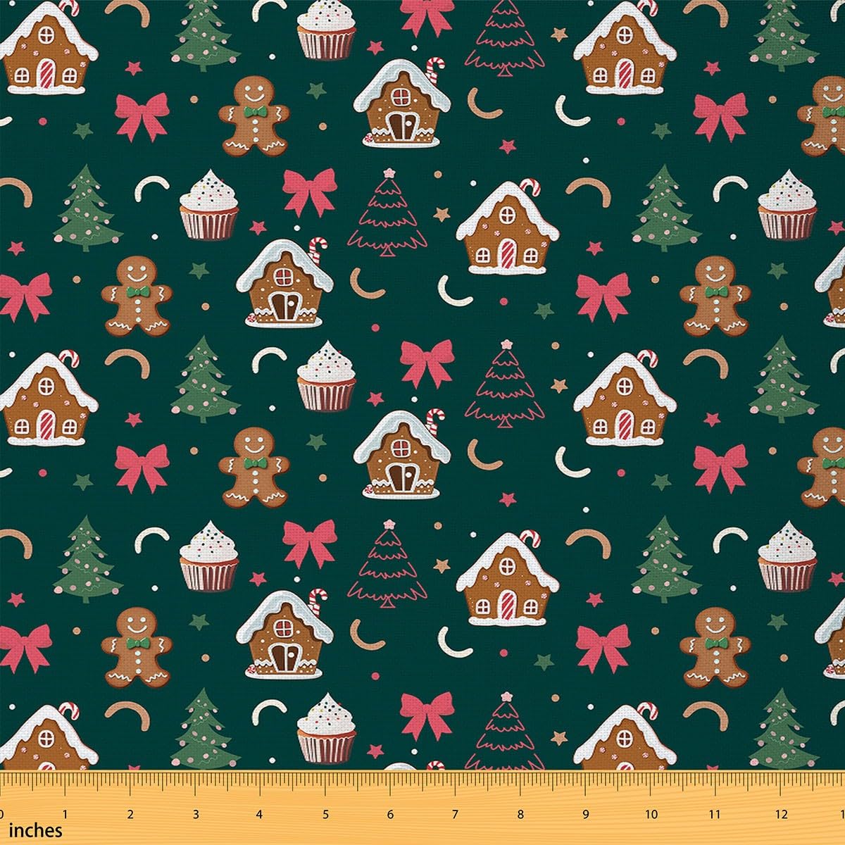 Homemissing Filles vert Noël Tissu 276x150cm mignon arc Tissus au Metre pain d'gingembre imperméable décor pour bricolage projets artisanat couture arbre de Noël fille coquette bowknot