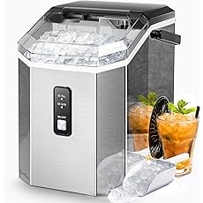 Kndko Nugget Ice Makers Countertop,45lbs/Day,Countertop Ice Maker Crushed Ice,24H Timer,3.3 Pounds Basket,Self Cleaning Ice Maker,Pellet Ice Maker for Home Bar Party,Stainless Steel Ice Machine