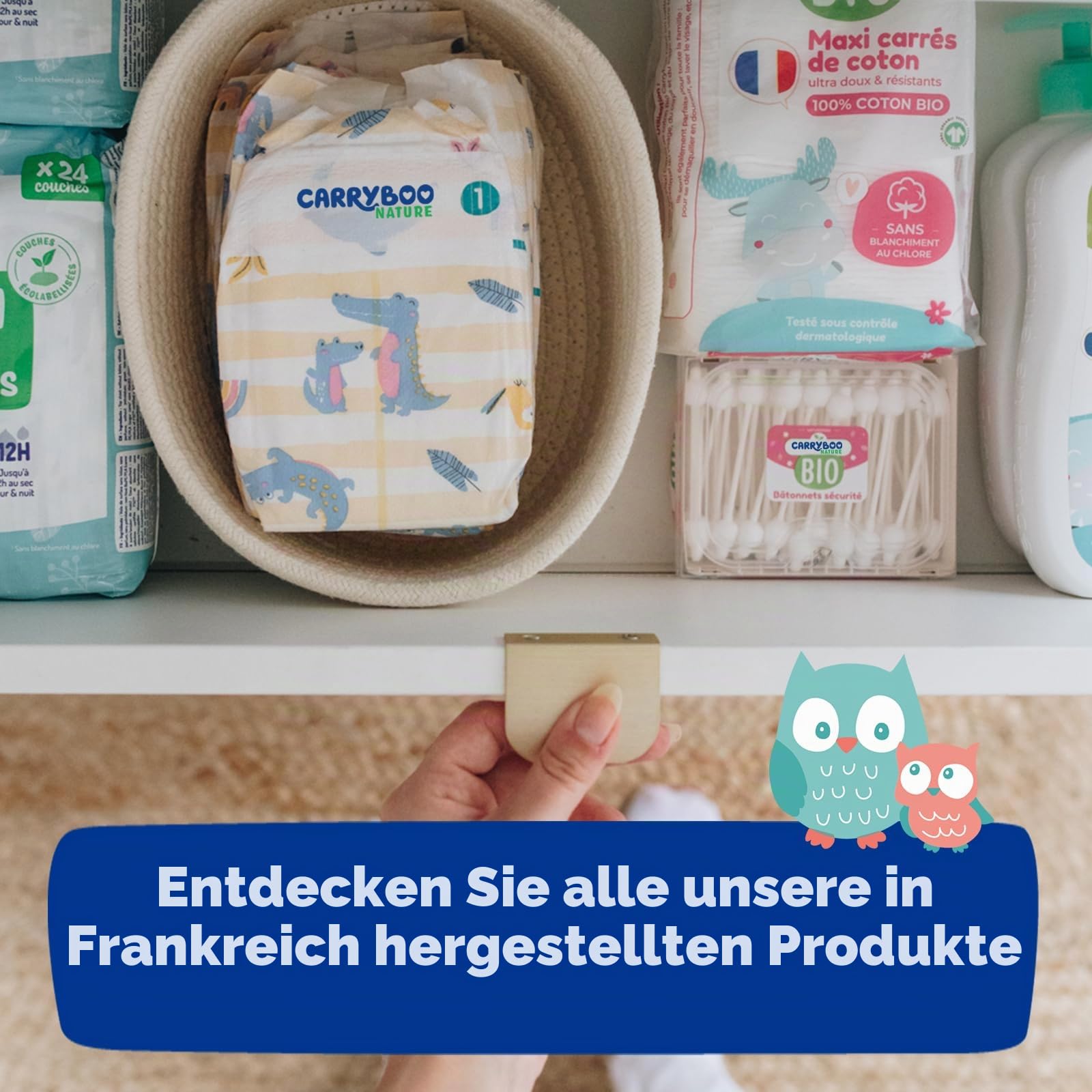 CARRYBOO - Quadratische Baby-Baumwolle – 100% Bio – für normale & empfindliche Haut – 6 Stück – ultraweich & strapazierfähig – hypoallergen – ohne Chlor gebleicht – für die ganze Familie – Packung
