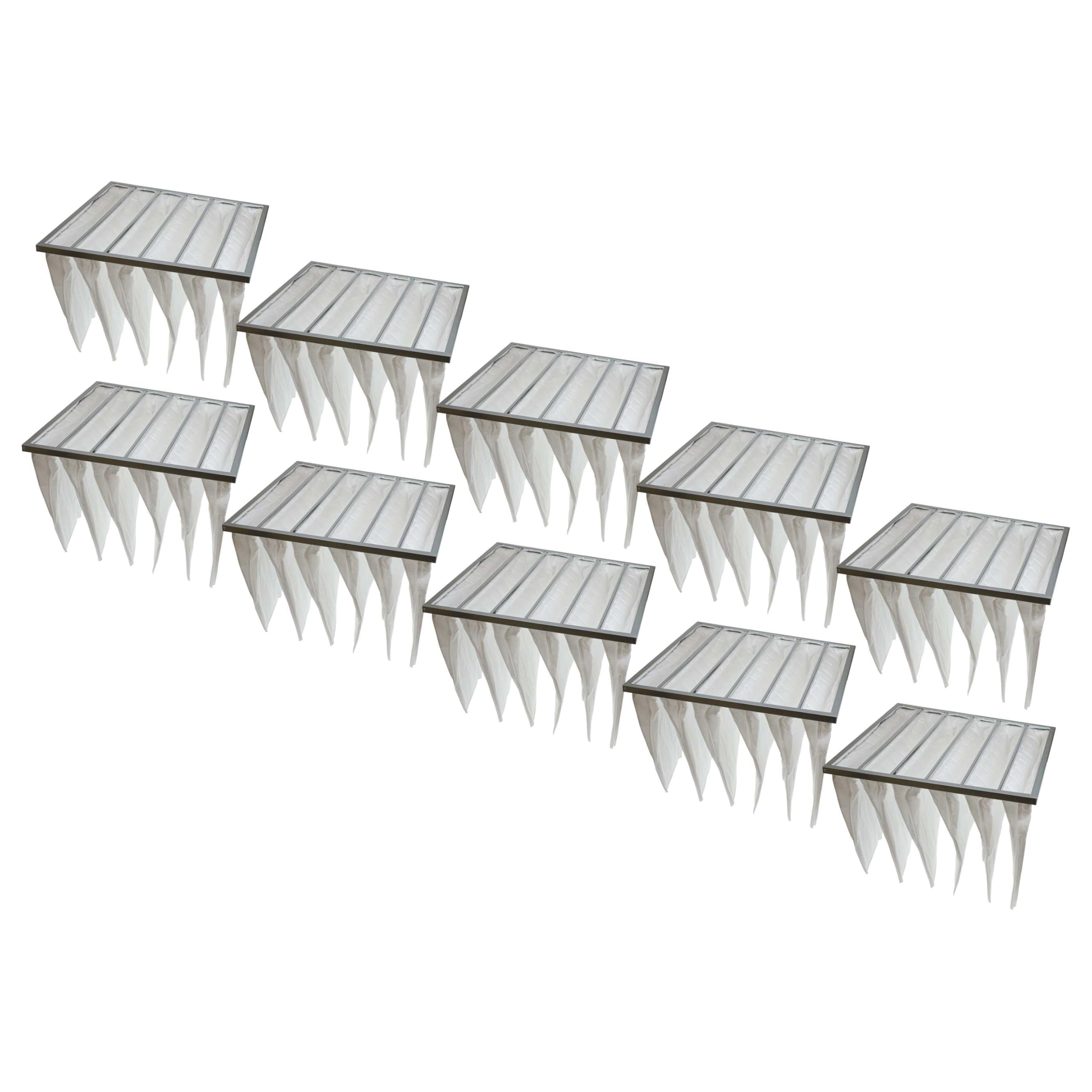 vhbw 10x Filtros de bolsa para sistemas aire acondicionado y ventilación | Filtro G4, 59,2 x 59,2 x 36 cm blanco